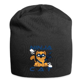 "Ninja Cat Warrior" Ninjainspiriertes T-Shirt für - Jersey-Beanie - Schwarz - Vorne