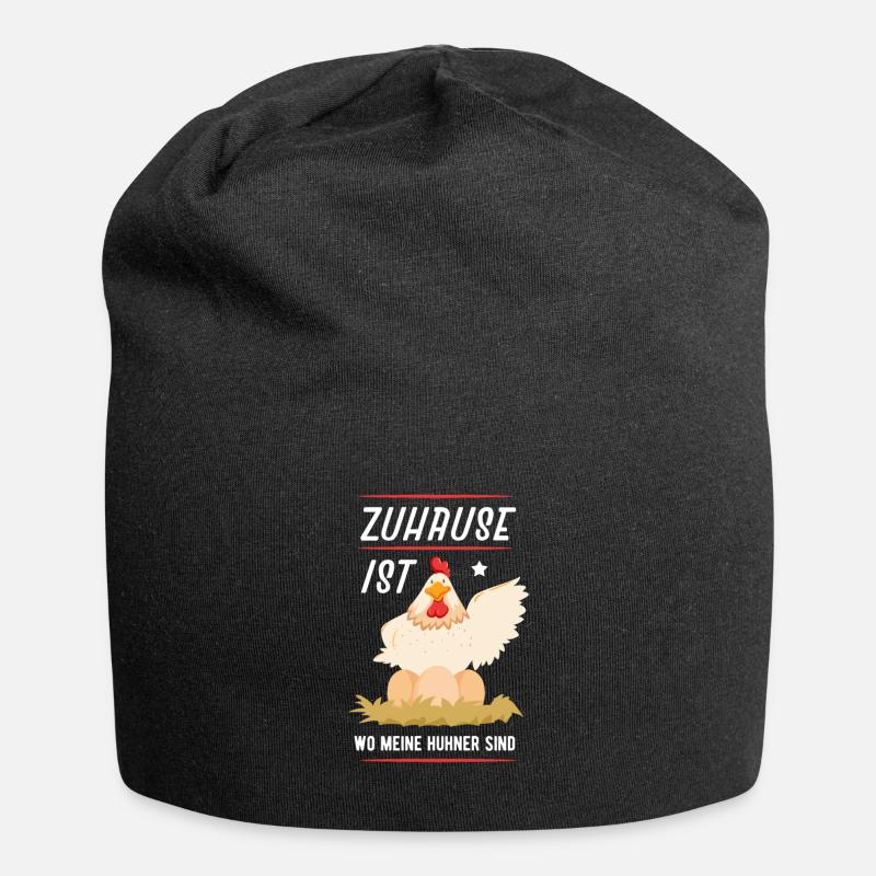 Hühner - Jersey-Beanie - Schwarz