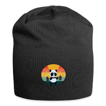Panda Sunset Weight Lifting - Jersey Beanie - black - Front