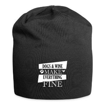 Dogs & Wine Make Everything Fine - Jersey Beanie - black - Front