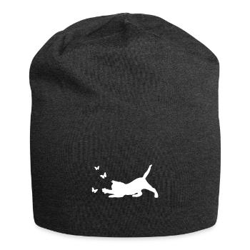 Papillon chat - Bonnet en jersey - charbon - Devant
