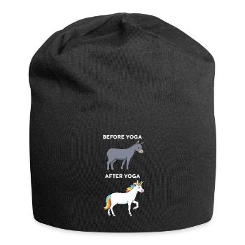 Yoga Lustiges Bevor Yoga Nach Yoga Esel Einhorn - Jersey-Beanie - Schwarz - Vorne