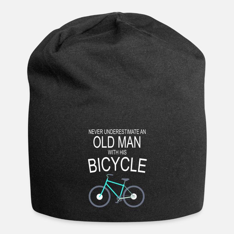 Old man with bicycle - Jersey Beanie - black