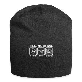 VR Brille Virtual Reality 3D Drucker Drohne - Jersey-Beanie - Anthrazit - Vorne