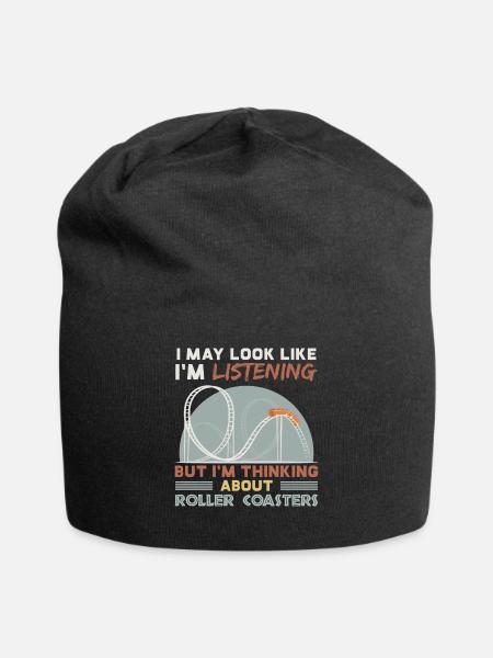 Funny Rollercoaster Fan Gift graphic Roller - Jersey Beanie - black