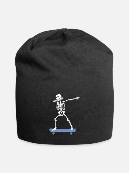 Skating Skeleton Death Dab Trend Haters Meme Gift - Jersey Beanie - black