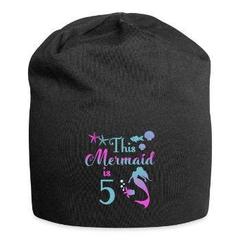sirène 5 anniversaire fille 5 cadeau - Bonnet en jersey - noir - Devant