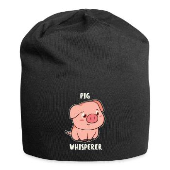 Lustig Pig Whisperer Schwein Spruch Geschenk Tier - Jersey-Beanie - Schwarz - Vorne