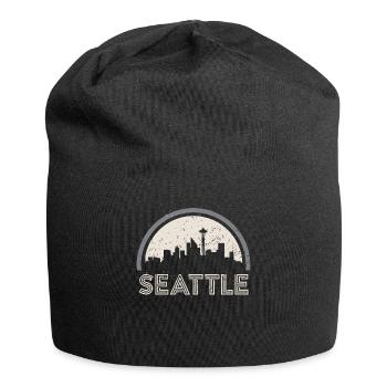 Grunge Seattle Skyline Distressed Look print - Jersey Beanie - black - Front