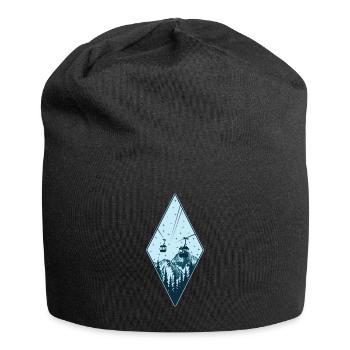 Gondel Berge Baum Natur Sterne Nacht Geschenk - Jersey-Beanie - Schwarz - Vorne