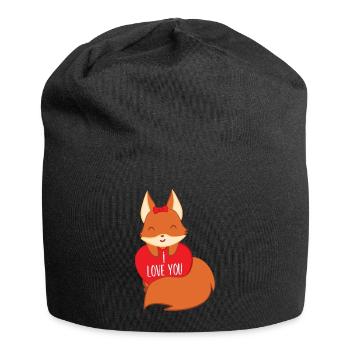 Fox – Cute Fox – Fox Lover – I love you - Jersey Beanie - black - Front