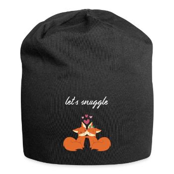 Fox – Cute Fox – Fox Lover – Snuggle - Jersey Beanie - black - Front