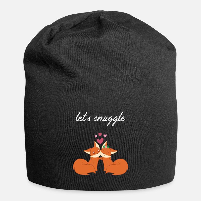 Renard - Renard mignon - Amant de renard - Snuggle - Bonnet en jersey - noir