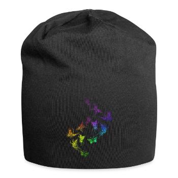 Schmetterling Schwarm Harmonie Regenbogen - Jersey-Beanie - Schwarz - Vorne