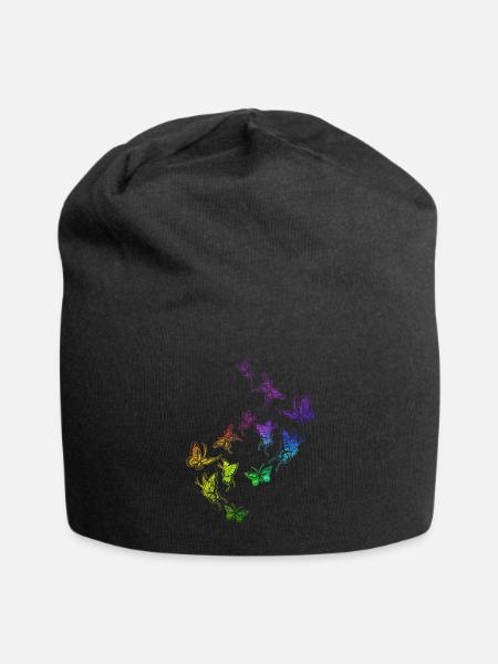 Schmetterling Schwarm Harmonie Regenbogen - Jersey-Beanie - Schwarz