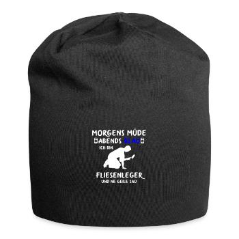 Fliesenleger Handwerker Geburtstag Geschenk Lustig - Jersey-Beanie - Schwarz - Vorne