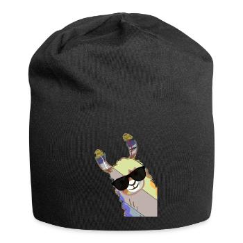 Lama alpaga rétro - Bonnet en jersey - noir - Devant