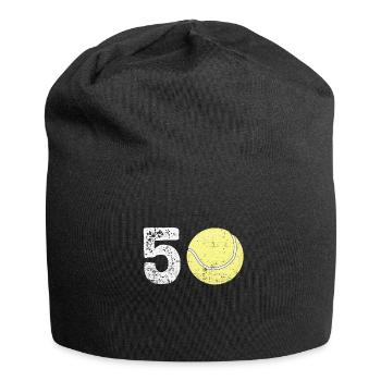 50th fiftieth birthday tennis gift - Jersey Beanie - black - Front