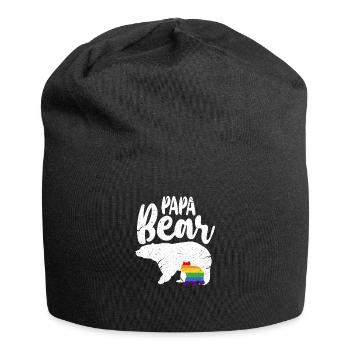 Bear LGBT Daddy Bear Gay Pride Rainbow Gift - Jersey Beanie - black - Front