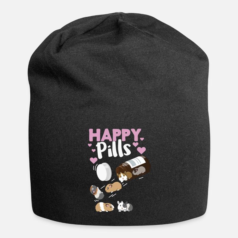 Tee-shirt Happy Pill Guinea Pig, graphique de cochon d'Inde - Bonnet en jersey - noir
