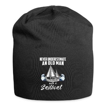 Unterschätze niemals einen alten Mann Segelboot - Jersey-Beanie - Schwarz - Vorne