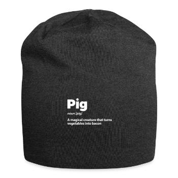 Schwein Schweine Sau Schweinchen Schweinefleisch - Jersey-Beanie - Anthrazit - Vorne