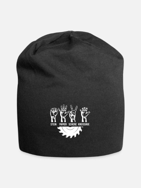 Zimmerer Schreiner Stein Schere Papier Kreissäge - Jersey-Beanie - Schwarz