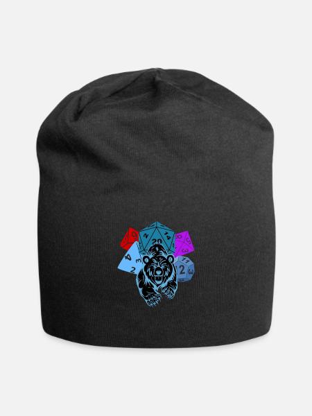 RPG Würfel Dice Bär battle Pen and Paper - Jersey-Beanie - Schwarz