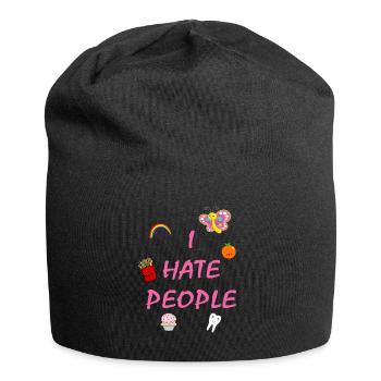 I hate people - Jersey-Beanie - Schwarz - Vorne