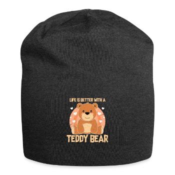 Teddybär - Jersey-Beanie - Anthrazit - Vorne