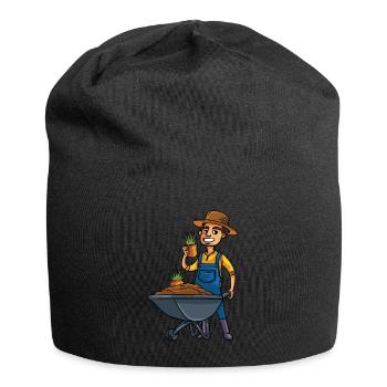 Garden gardener gardening plants flowers field - Jersey Beanie - black - Front