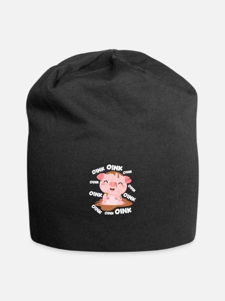 Schweinchen - Jersey-Beanie - Schwarz