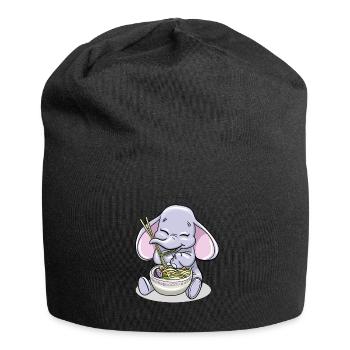 Kawaii Baby Elephant Manger Rood Noodles - Bonnet en jersey - noir - Devant