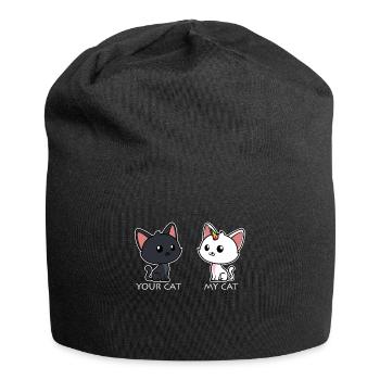 Deine Katze Meine Katze - Jersey-Beanie - Schwarz - Vorne
