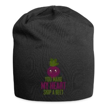 Hear Skip A Beet Wortspiel Herz Beat Rübe Lila - Jersey Beanie - black - Front