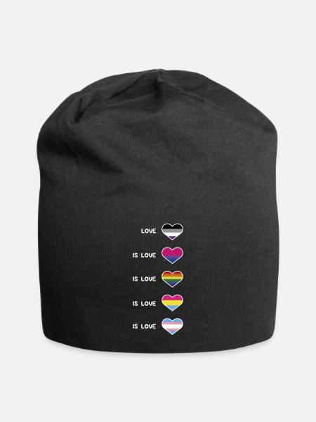 Love is Love Pride product, LGBT, Bisexual, Trans - Jersey Beanie - black