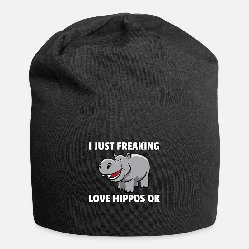 Hippo Nilpferd Flusspferd Safari Lustiges Süßes - Jersey-Beanie - Schwarz