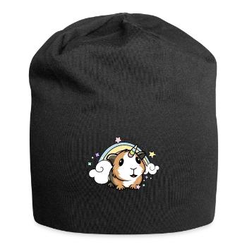 Rainbow Unicorn Guinea Pig Tee, graphique de cochon d'Inde - Bonnet en jersey - noir - Devant