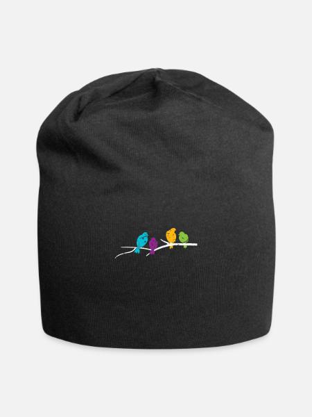 Oiseaux - Bonnet en jersey - noir