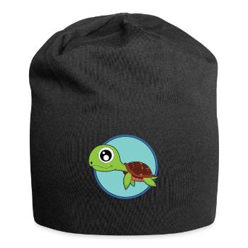 Tortue mignons bébés animaux - Bonnet en jersey - noir - Devant