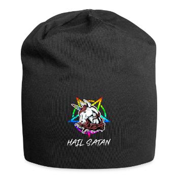 Unicorn Funny Hail Satan Unicorn Gift - Jersey Beanie - black - Front