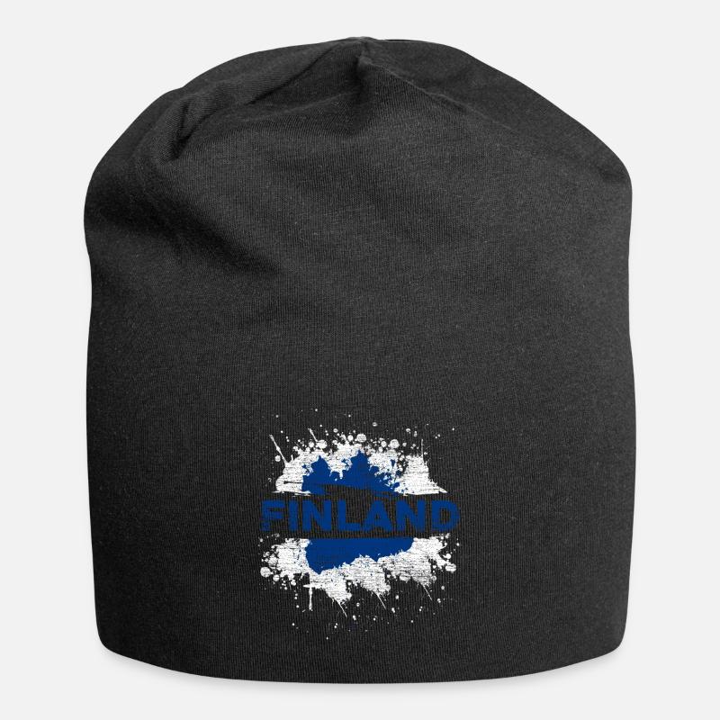 Finnland - Jersey-Beanie - Schwarz