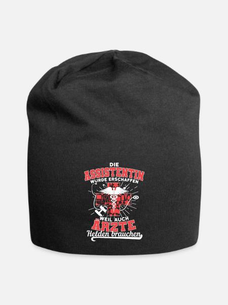 Assistentin Damen Shirt weil Ärzte auch Helden - Jersey-Beanie - Schwarz