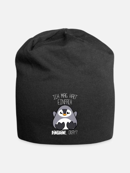 Pinguin Ich mag halt Pinguine Lustig - Jersey-Beanie - Schwarz
