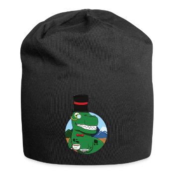 Tee Rex Frauen Männer T-Rex Wortspiel Cup Dinosaurier Zeichnung - Jersey-Beanie - Schwarz - Vorne