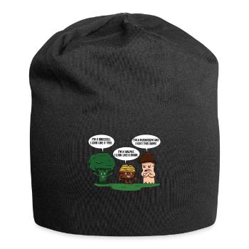 Lustiger Pilz-Brokkoli-Baum-Walnuss-Gehirn-Penis - Jersey-Beanie - Schwarz - Vorne