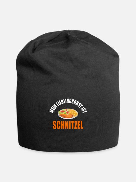 Lustiger Spruch Mein Lieblingsobst ist Schnitzel - Jersey-Beanie - Schwarz