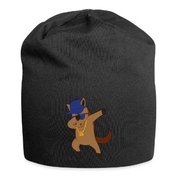 Horse comic dabbing cool - Jersey Beanie - black - Front