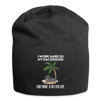 Dachshund Funny I work hard for my dachshund - Jersey Beanie - black - Front