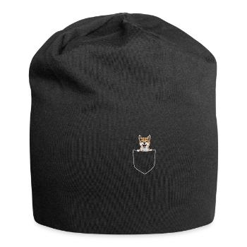Shiba Inu in Brusttasche Shiba Inu Lustig Geschenk - Jersey-Beanie - Schwarz - Vorne
